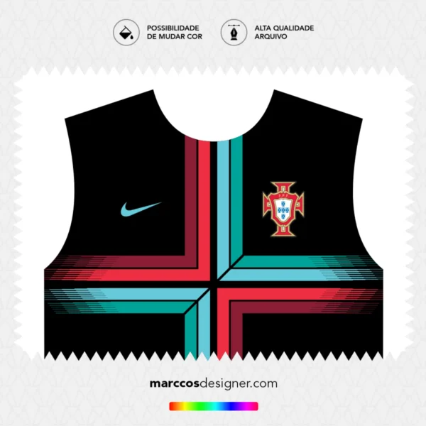 Arte Vetor Camisa Portugal Pré-Jogo 2018.2019