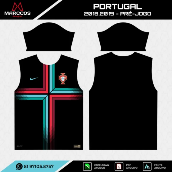 Arte Vetor Camisa Portugal Pré-Jogo 2018.2019 Arte Vetor Camisa Portugal Pré-Jogo 2018.2019