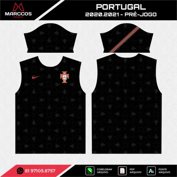 Arte Vetor Camisa Portugal Pré-Jogo 2020.2021 Arte Vetor Camisa Portugal Pré-Jogo 2020.2021