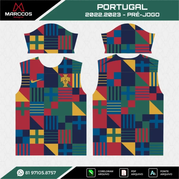 Arte Vetor Camisa Portugal Pré-Jogo 2022.2023 Arte Vetor Camisa Portugal Pré-Jogo 2022.2023