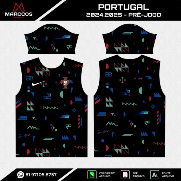 Arte Vetor Camisa Portugal Pré-Jogo 2024.2025 Arte Vetor Camisa Portugal Pré-Jogo 2024.2025