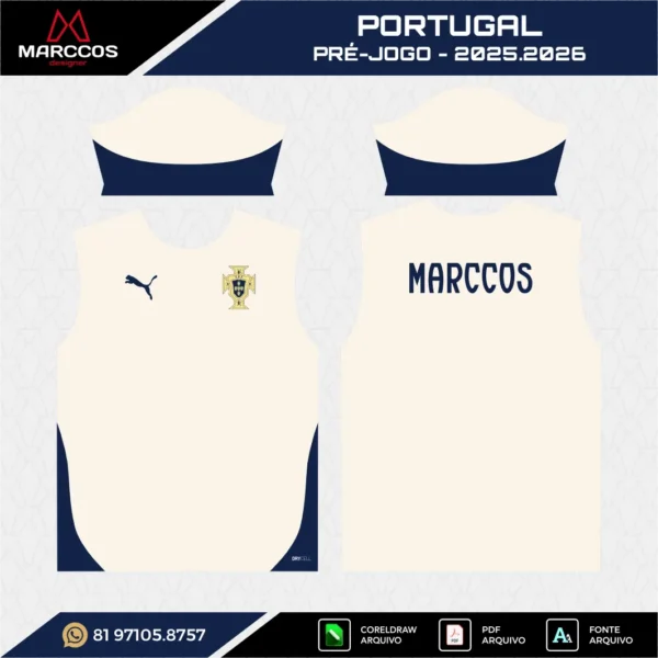Arte Vetor Camisa Portugal Pré-Jogo 2025.2026 Arte Vetor Camisa Portugal Pré-Jogo 2025.2026