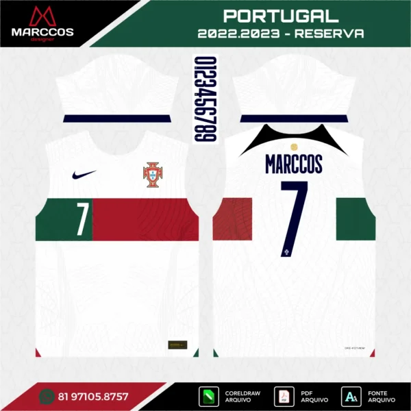 Arte Vetor Camisa Portugal Reserva 2022.2023 Arte Vetor Camisa Portugal Reserva 2022.2023