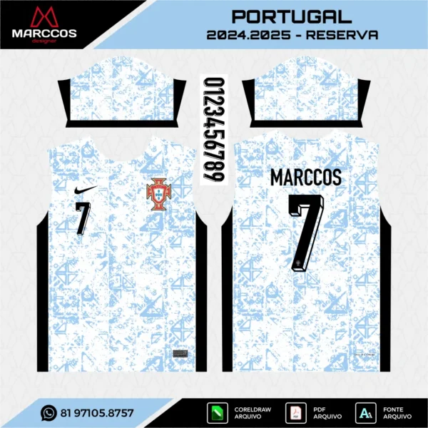 Arte Vetor Camisa Portugal Reserva 2024.2025 Arte Vetor Camisa Portugal Reserva 2024.2025