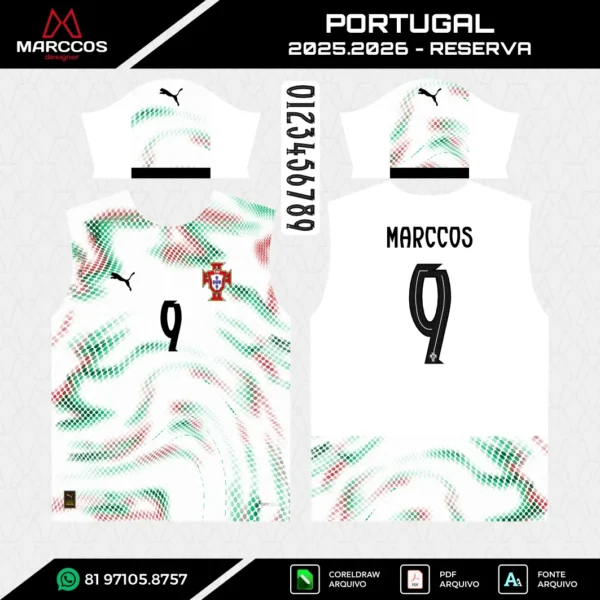 Arte Vetor Camisa Portugal Reserva 2025.2026 Arte Vetor Camisa Portugal Reserva 2025.2026