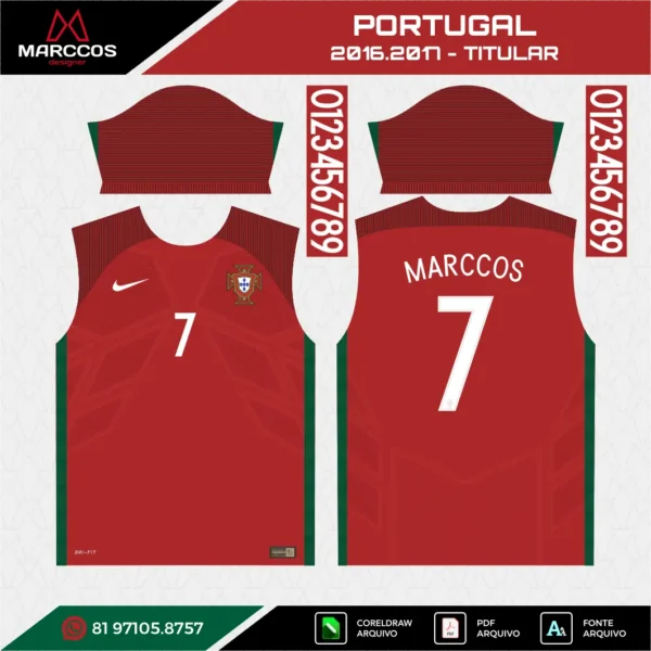 Arte Vetor Camisa Portugal Titular 2016.2017 Arte Vetor Camisa Portugal Titular 2016.2017
