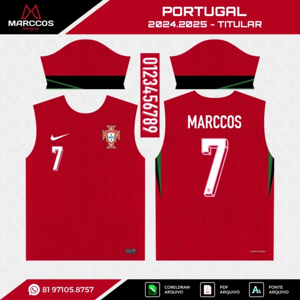 Arte Vetor Camisa Portugal Titular 2024.2025 Arte Vetor Camisa Portugal Titular 2024.2025